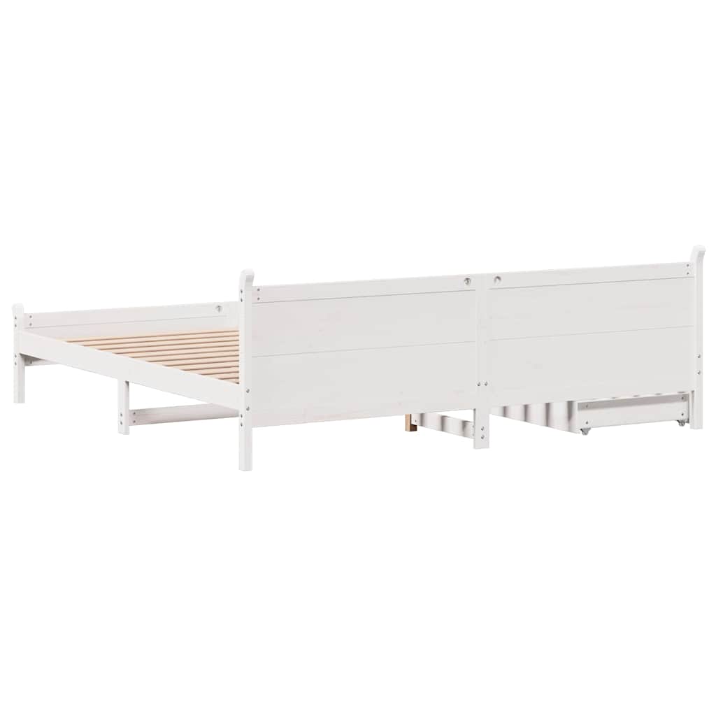 Bedframe zonder matras massief grenenhout wit 200x200 cm is nu te koop bij PeponiXL, paradijselijk wonen!
