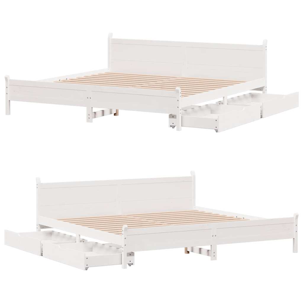 Bedframe zonder matras massief grenenhout wit 200x200 cm is nu te koop bij PeponiXL, paradijselijk wonen!