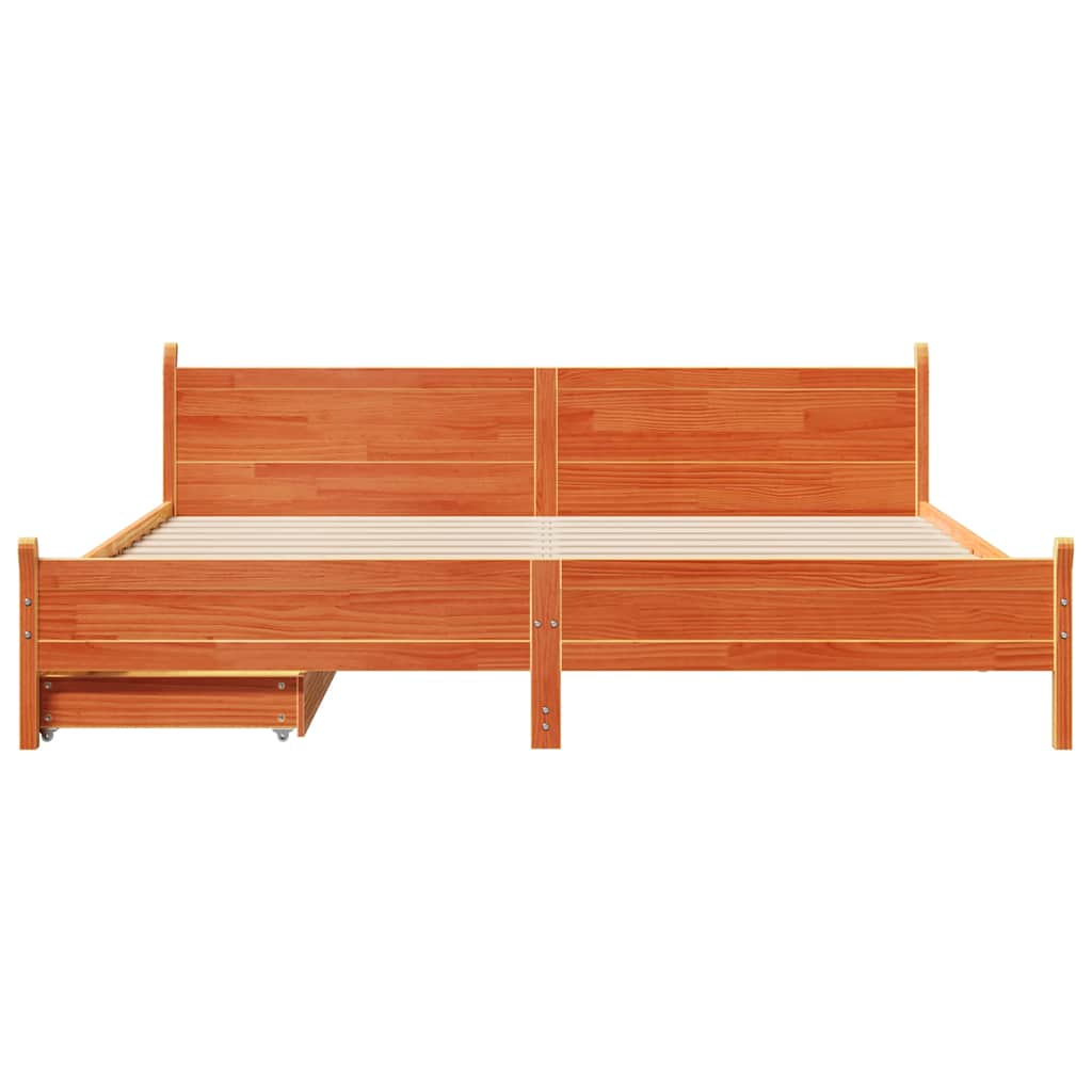 Bedframe zonder matras massief grenenhout wasbruin 200x200 cm is nu te koop bij PeponiXL, paradijselijk wonen!