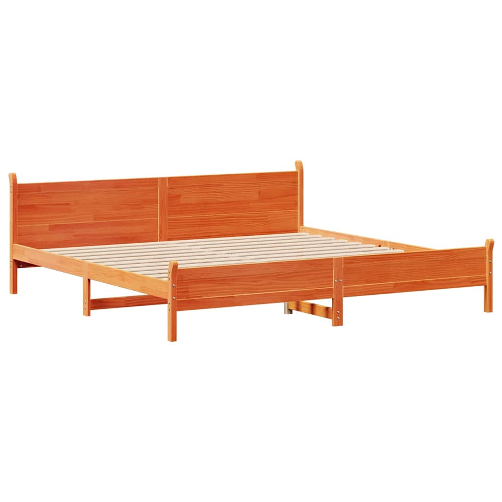Bedframe zonder matras massief grenenhout wasbruin 200x200 cm is nu te koop bij PeponiXL, paradijselijk wonen!