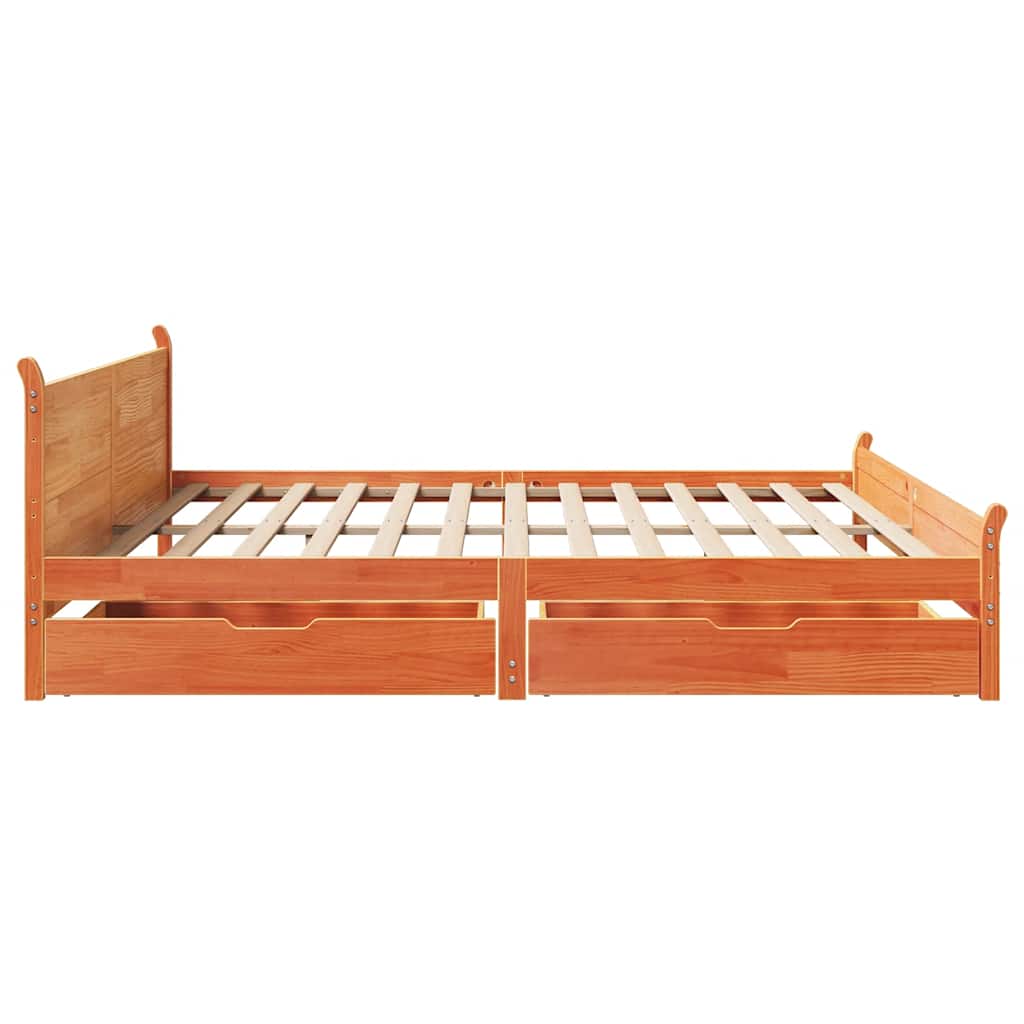 Bedframe zonder matras massief grenenhout wasbruin 200x200 cm is nu te koop bij PeponiXL, paradijselijk wonen!