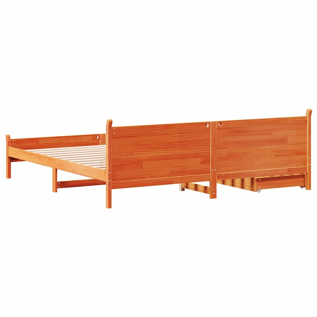 Bedframe zonder matras massief grenenhout wasbruin 200x200 cm is nu te koop bij PeponiXL, paradijselijk wonen!