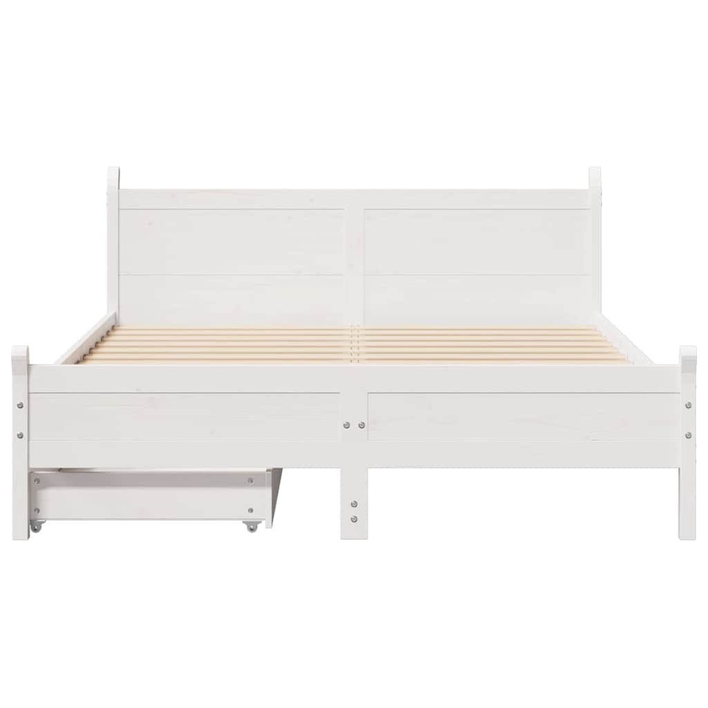 Bedframe zonder matras massief grenenhout wit 150x200 cm is nu te koop bij PeponiXL, paradijselijk wonen!