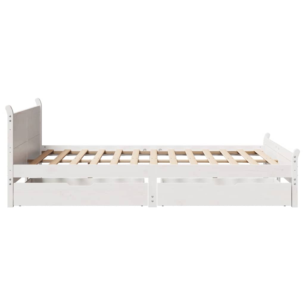 Bedframe zonder matras massief grenenhout wit 150x200 cm is nu te koop bij PeponiXL, paradijselijk wonen!