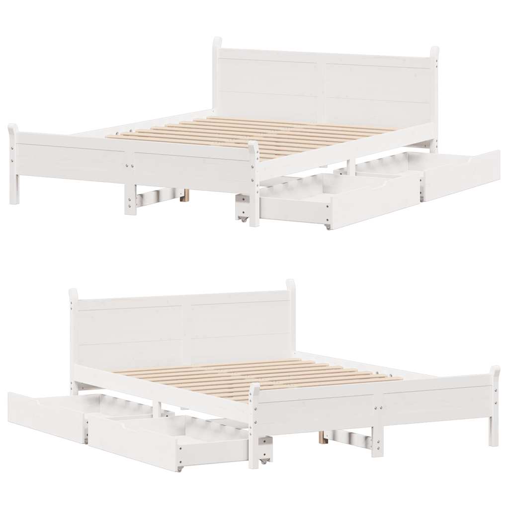 Bedframe zonder matras massief grenenhout wit 150x200 cm is nu te koop bij PeponiXL, paradijselijk wonen!