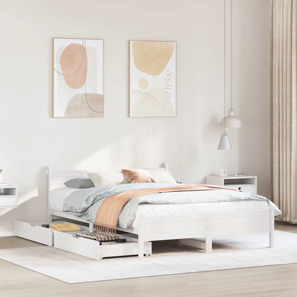 Bedframe zonder matras massief grenenhout wit 150x200 cm is nu te koop bij PeponiXL, paradijselijk wonen!