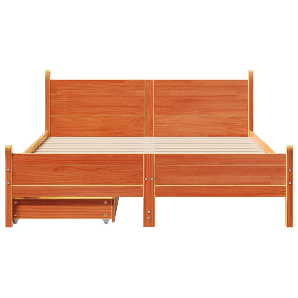 Bedframe zonder matras massief grenenhout wasbruin 150x200 cm is nu te koop bij PeponiXL, paradijselijk wonen!