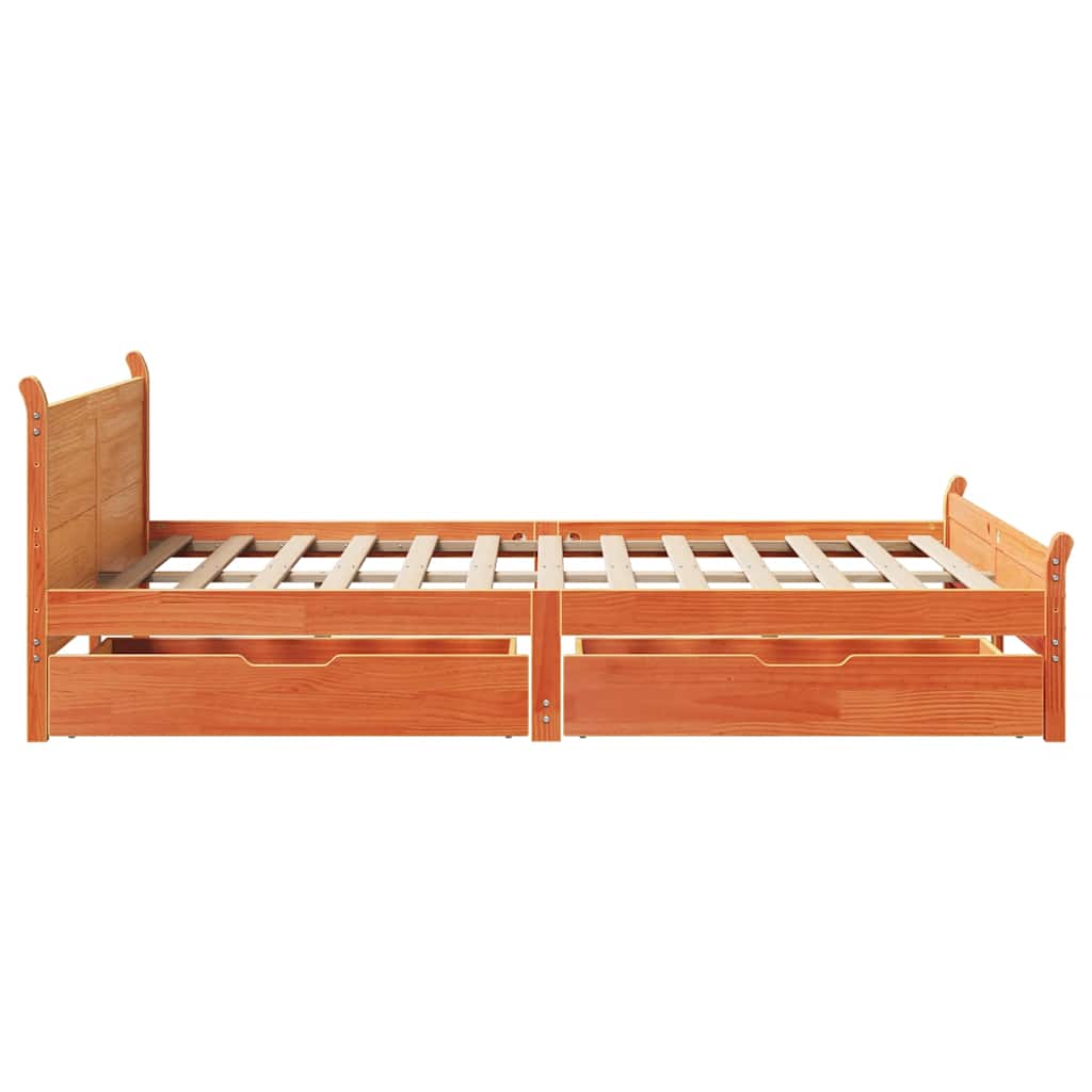 Bedframe zonder matras massief grenenhout wasbruin 150x200 cm is nu te koop bij PeponiXL, paradijselijk wonen!