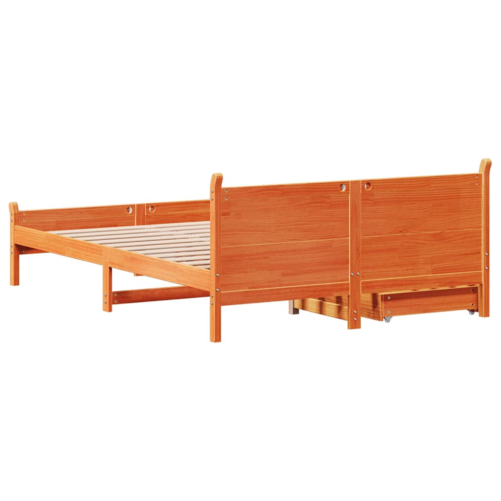 Bedframe zonder matras massief grenenhout wasbruin 150x200 cm is nu te koop bij PeponiXL, paradijselijk wonen!