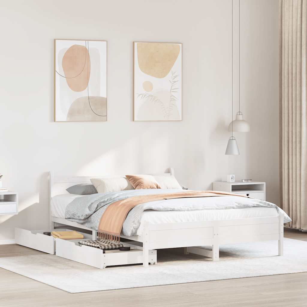 Bedframe zonder matras massief grenenhout wit 120x200 cm is nu te koop bij PeponiXL, paradijselijk wonen!