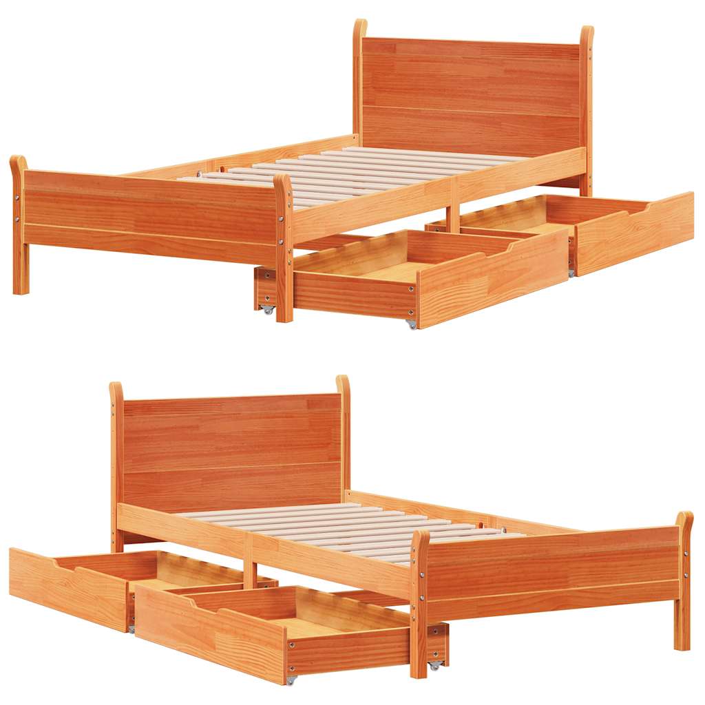 Bedframe zonder matras massief grenenhout wasbruin 100x200 cm is nu te koop bij PeponiXL, paradijselijk wonen!