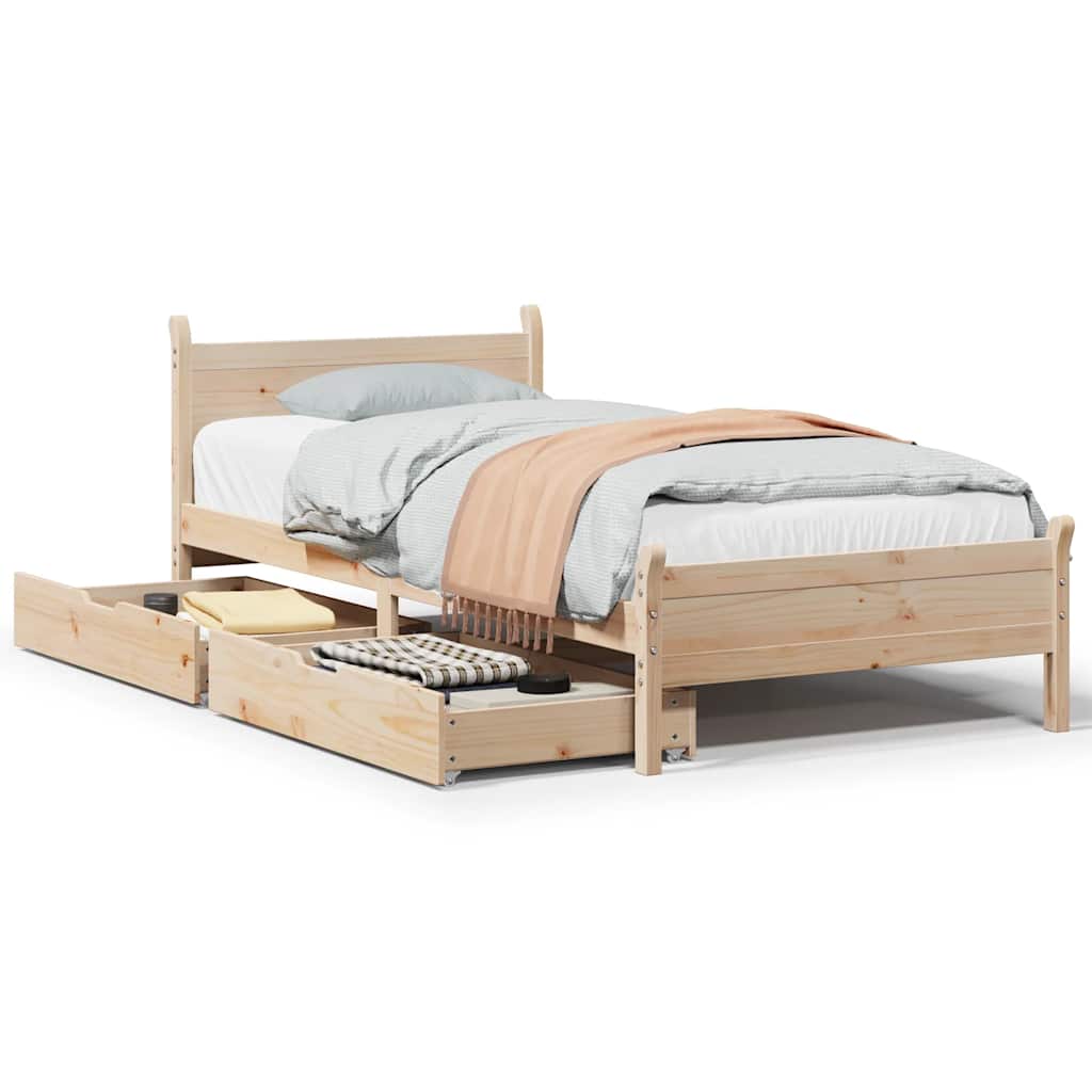 Bedframe zonder matras massief grenenhout 90x200 cm