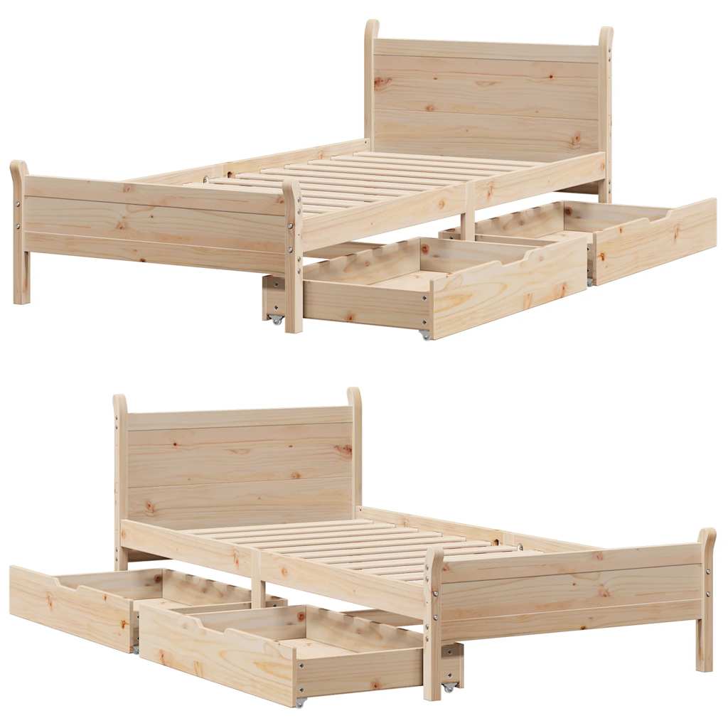 Bedframe zonder matras massief grenenhout 90x200 cm