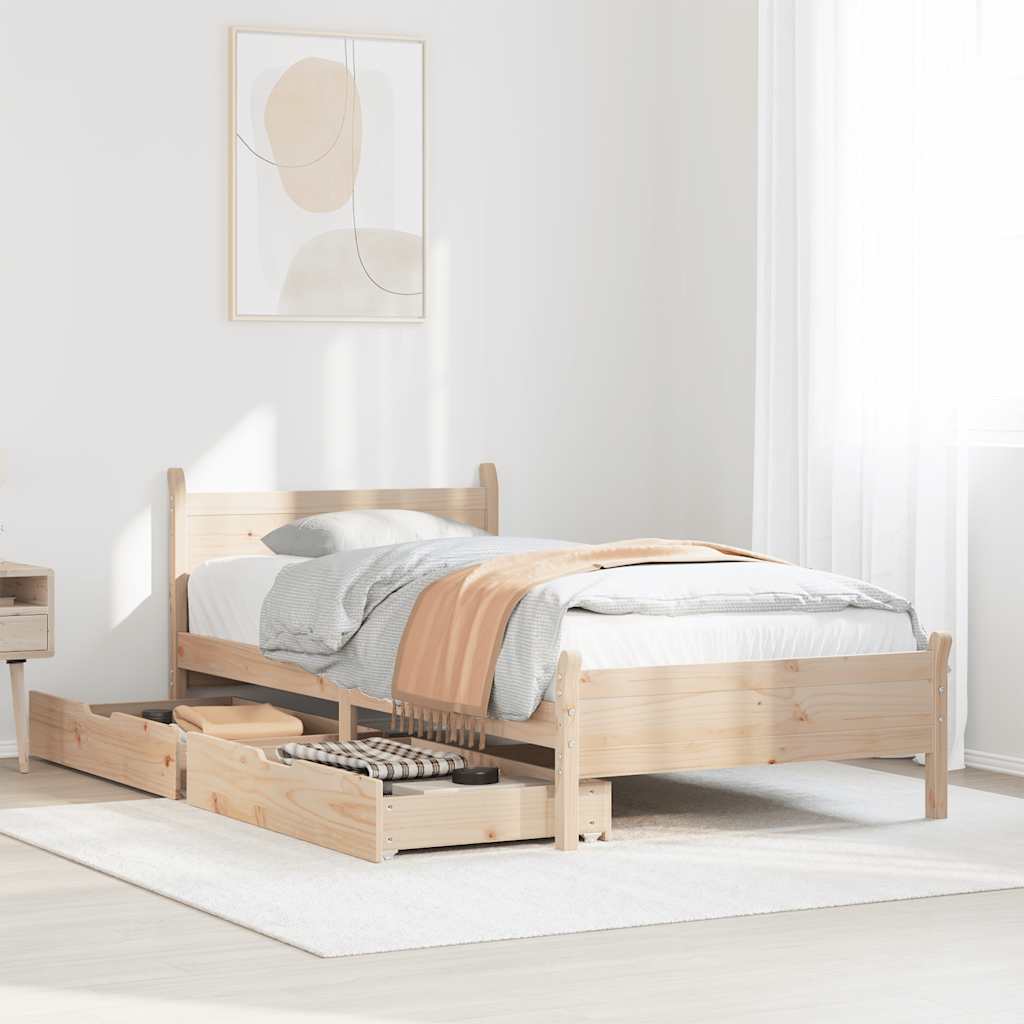 Bedframe zonder matras massief grenenhout 90x200 cm