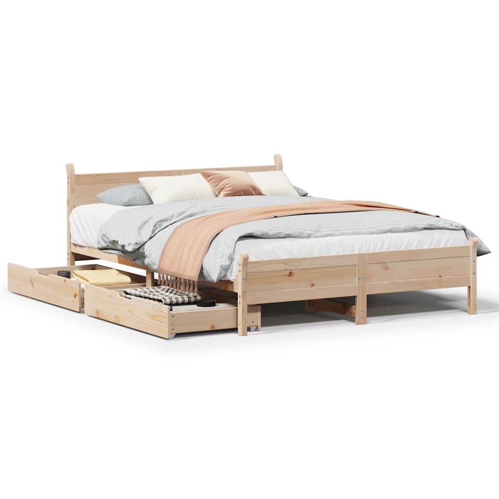 Bedframe zonder matras massief grenenhout 135x190 cm is nu te koop bij PeponiXL, paradijselijk wonen!