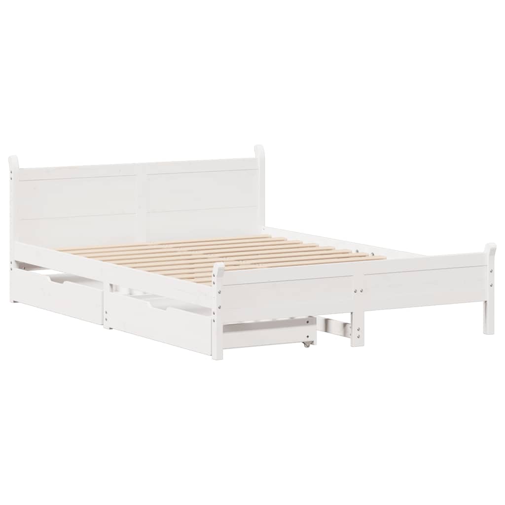 Bedframe zonder matras massief grenenhout wit 135x190 cm is nu te koop bij PeponiXL, paradijselijk wonen!