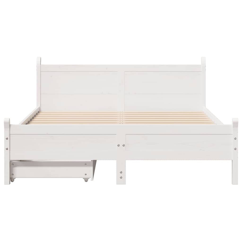Bedframe zonder matras massief grenenhout wit 135x190 cm is nu te koop bij PeponiXL, paradijselijk wonen!