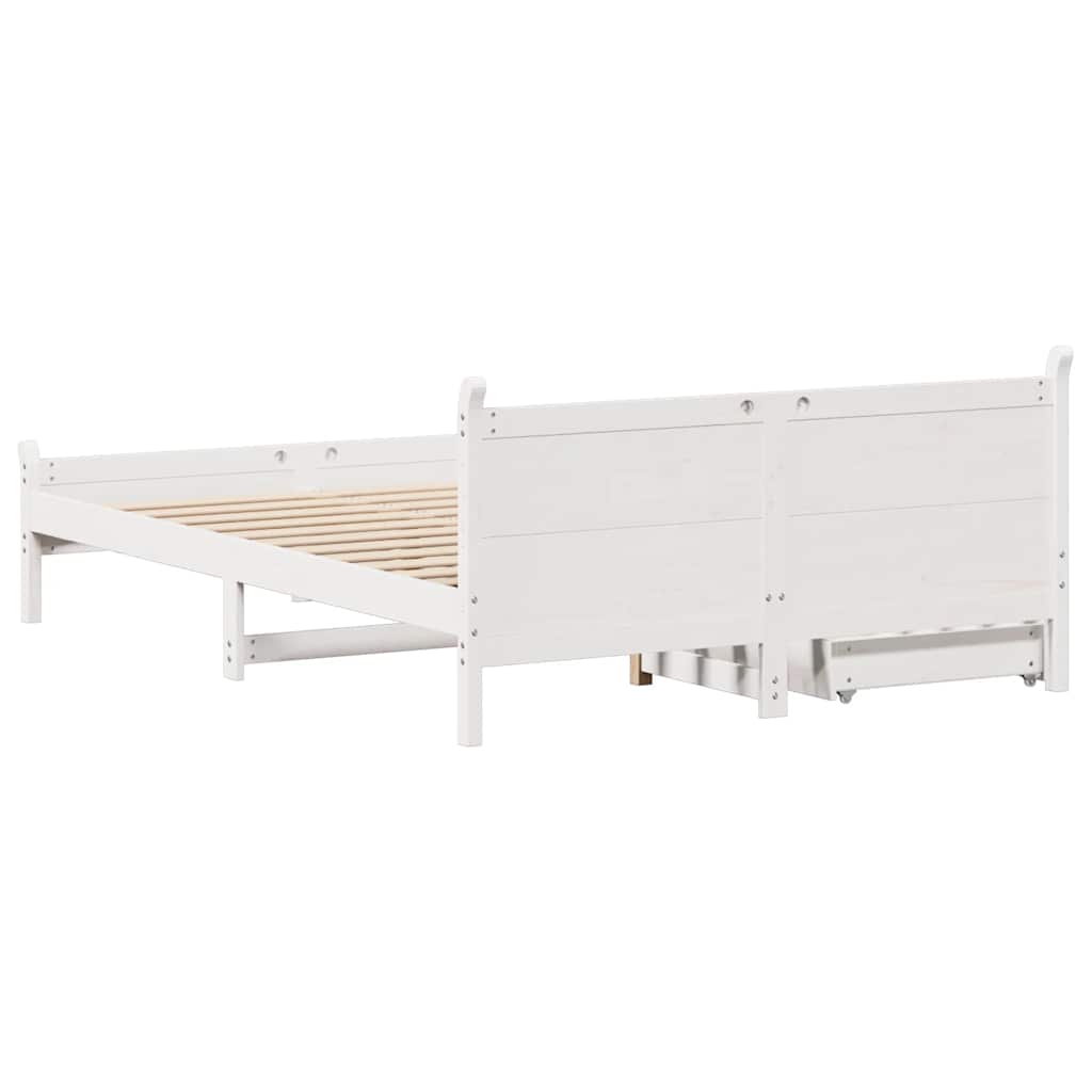 Bedframe zonder matras massief grenenhout wit 135x190 cm is nu te koop bij PeponiXL, paradijselijk wonen!