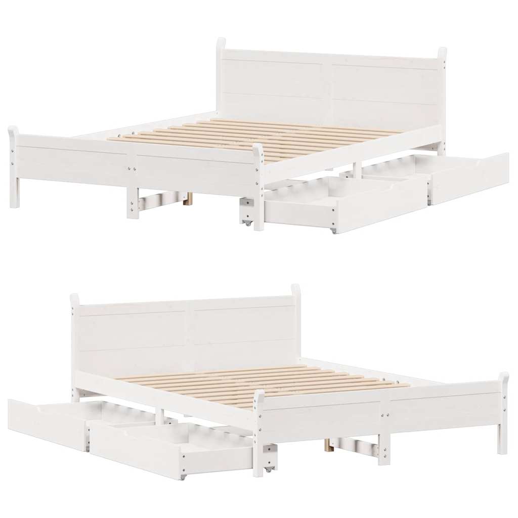 Bedframe zonder matras massief grenenhout wit 135x190 cm is nu te koop bij PeponiXL, paradijselijk wonen!
