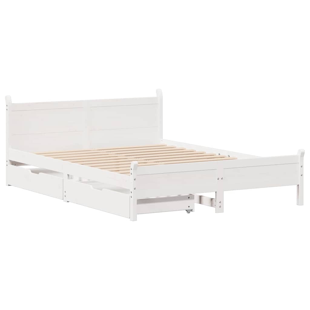 Bedframe zonder matras massief grenenhout wit 120x190 cm
