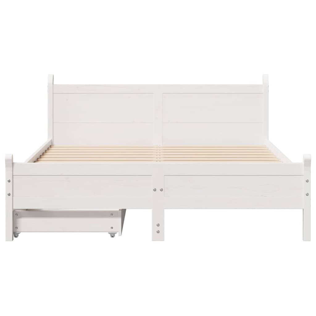 Bedframe zonder matras massief grenenhout wit 120x190 cm