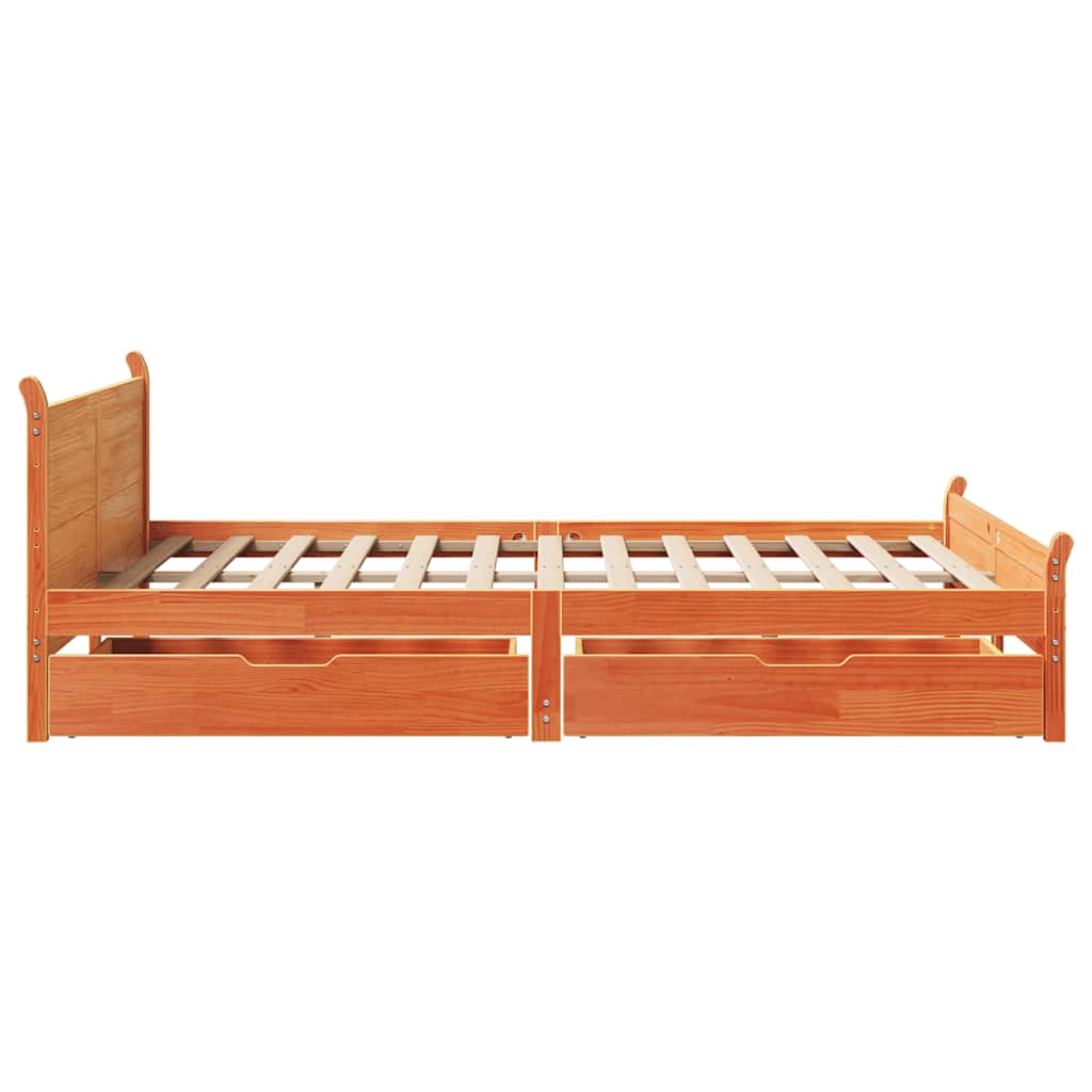 Bedframe zonder matras massief grenenhout wasbruin 120x190 cm is nu te koop bij PeponiXL, paradijselijk wonen!