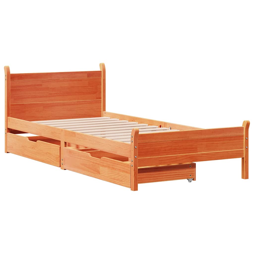 Bedframe zonder matras massief grenenhout wasbruin 75x190 cm is nu te koop bij PeponiXL, paradijselijk wonen!