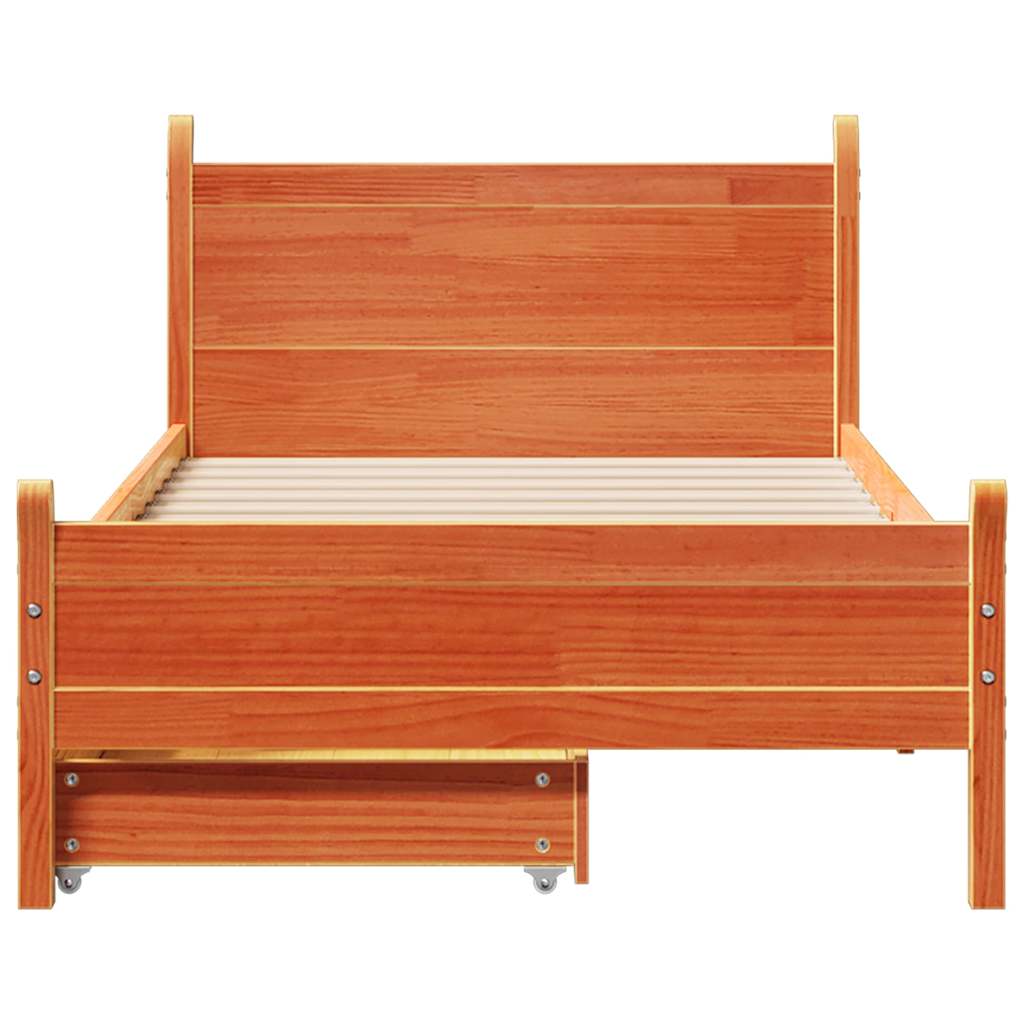 Bedframe zonder matras massief grenenhout wasbruin 75x190 cm is nu te koop bij PeponiXL, paradijselijk wonen!