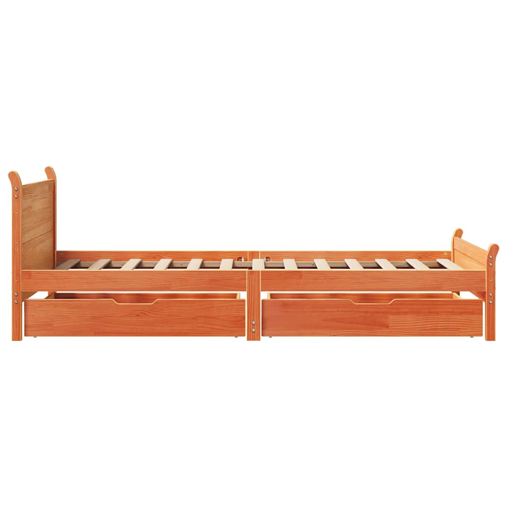 Bedframe zonder matras massief grenenhout wasbruin 75x190 cm is nu te koop bij PeponiXL, paradijselijk wonen!
