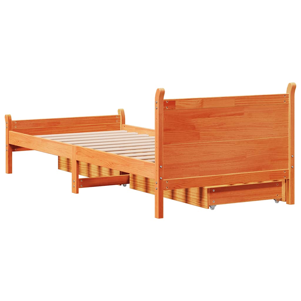 Bedframe zonder matras massief grenenhout wasbruin 75x190 cm is nu te koop bij PeponiXL, paradijselijk wonen!