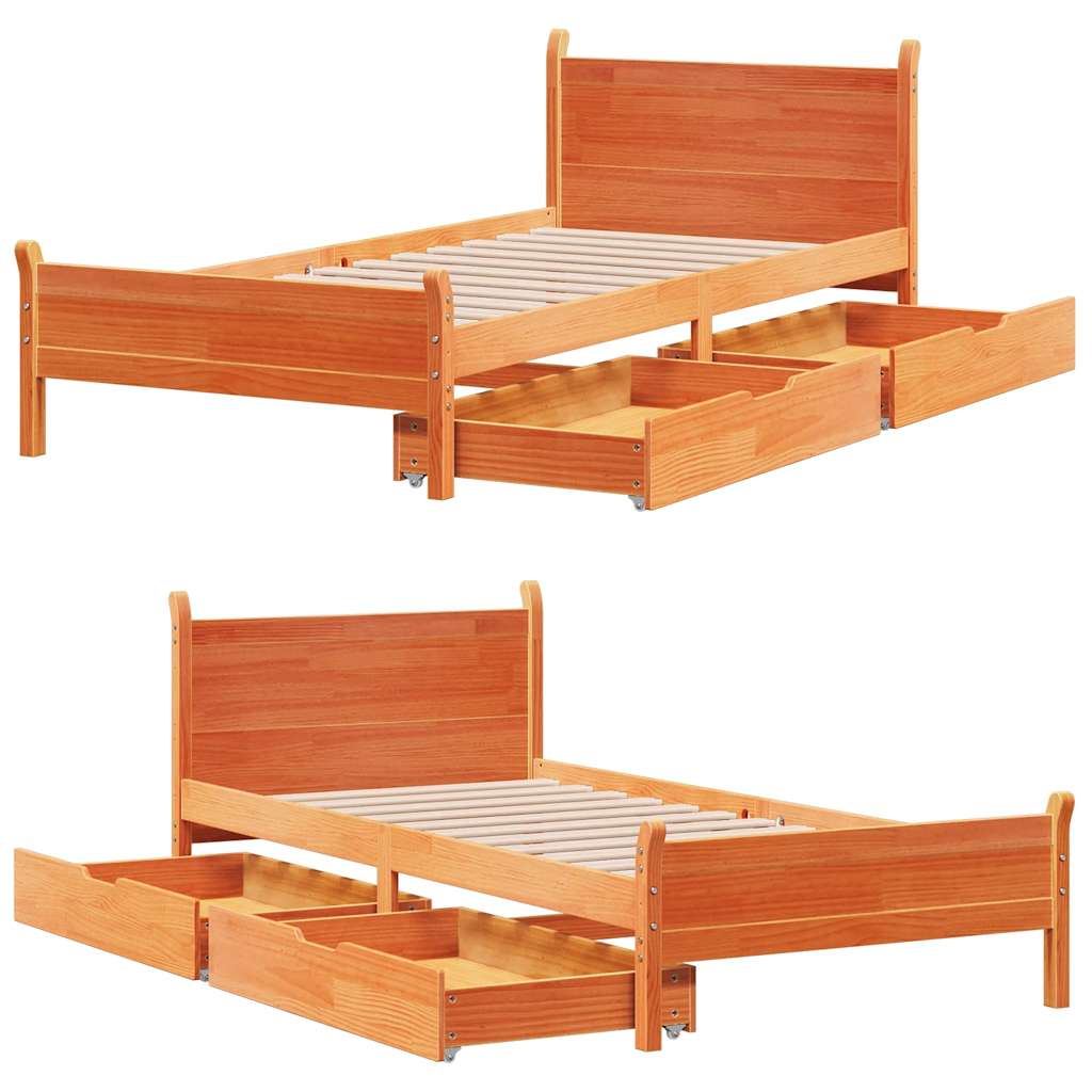 Bedframe zonder matras massief grenenhout wasbruin 75x190 cm is nu te koop bij PeponiXL, paradijselijk wonen!