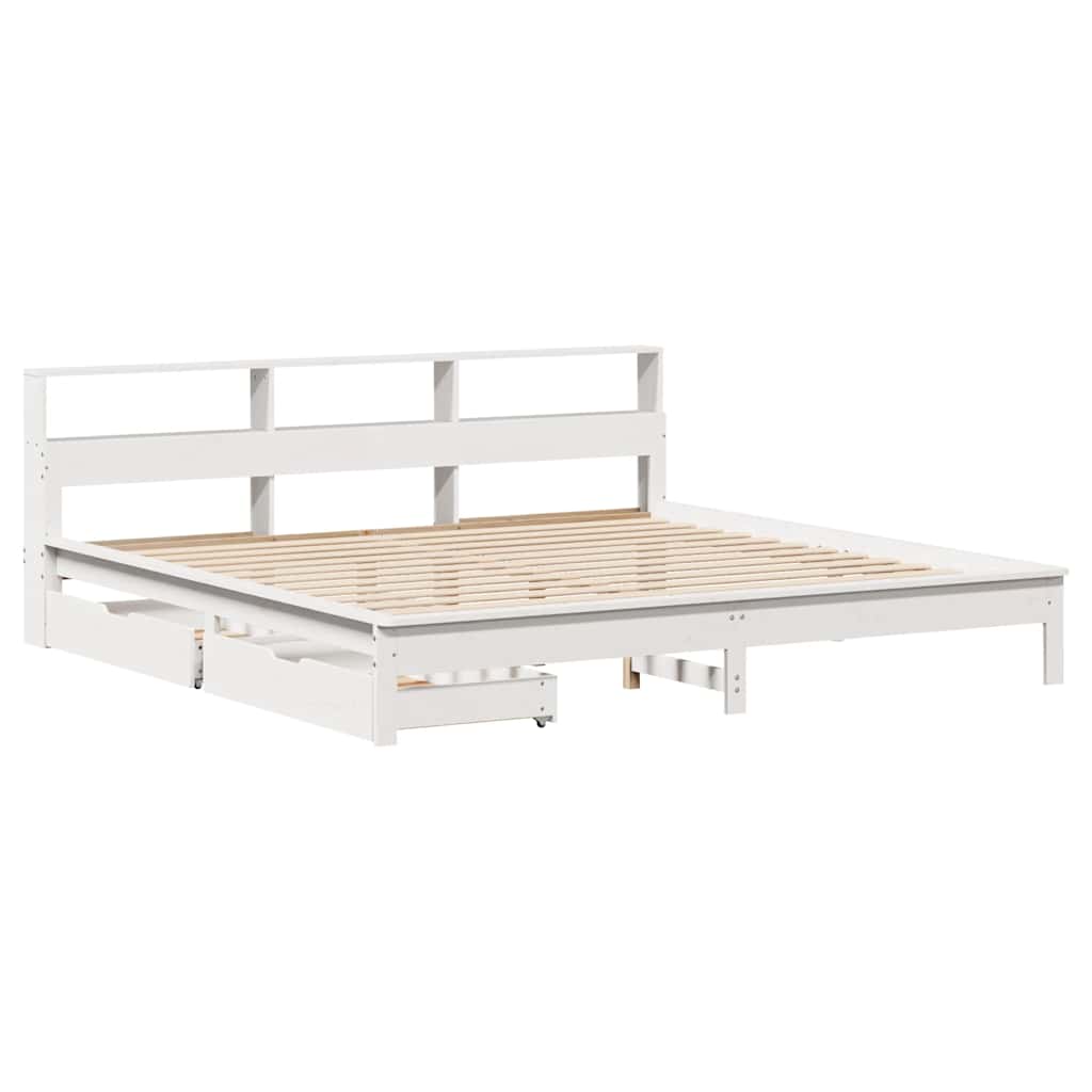 Bed met boekenkast zonder matras grenenhout wit 180x200 cm is nu te koop bij PeponiXL, paradijselijk wonen!