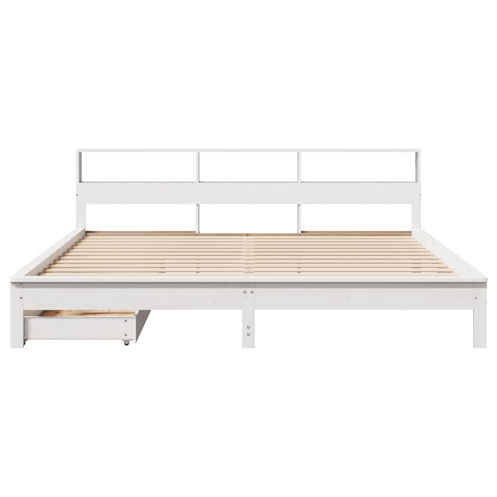 Bed met boekenkast zonder matras grenenhout wit 180x200 cm is nu te koop bij PeponiXL, paradijselijk wonen!
