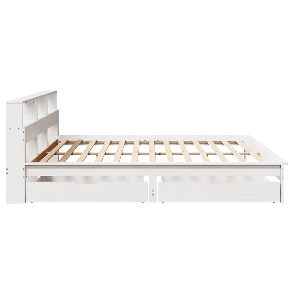Bed met boekenkast zonder matras grenenhout wit 180x200 cm is nu te koop bij PeponiXL, paradijselijk wonen!