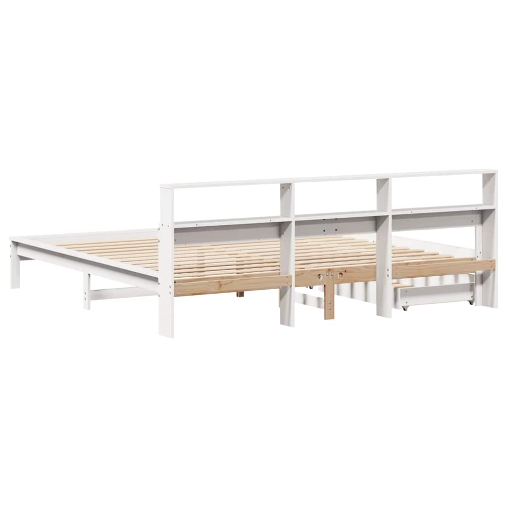 Bed met boekenkast zonder matras grenenhout wit 180x200 cm is nu te koop bij PeponiXL, paradijselijk wonen!