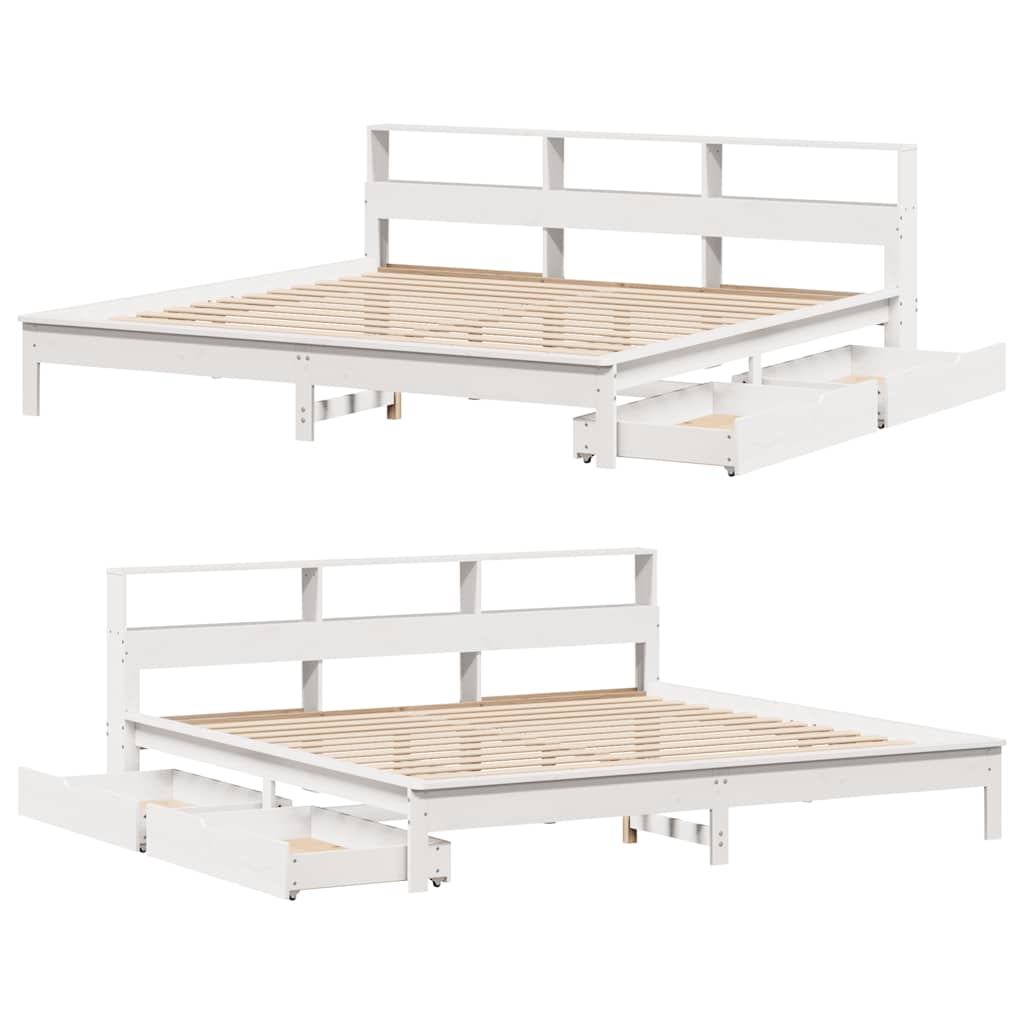 Bed met boekenkast zonder matras grenenhout wit 180x200 cm is nu te koop bij PeponiXL, paradijselijk wonen!