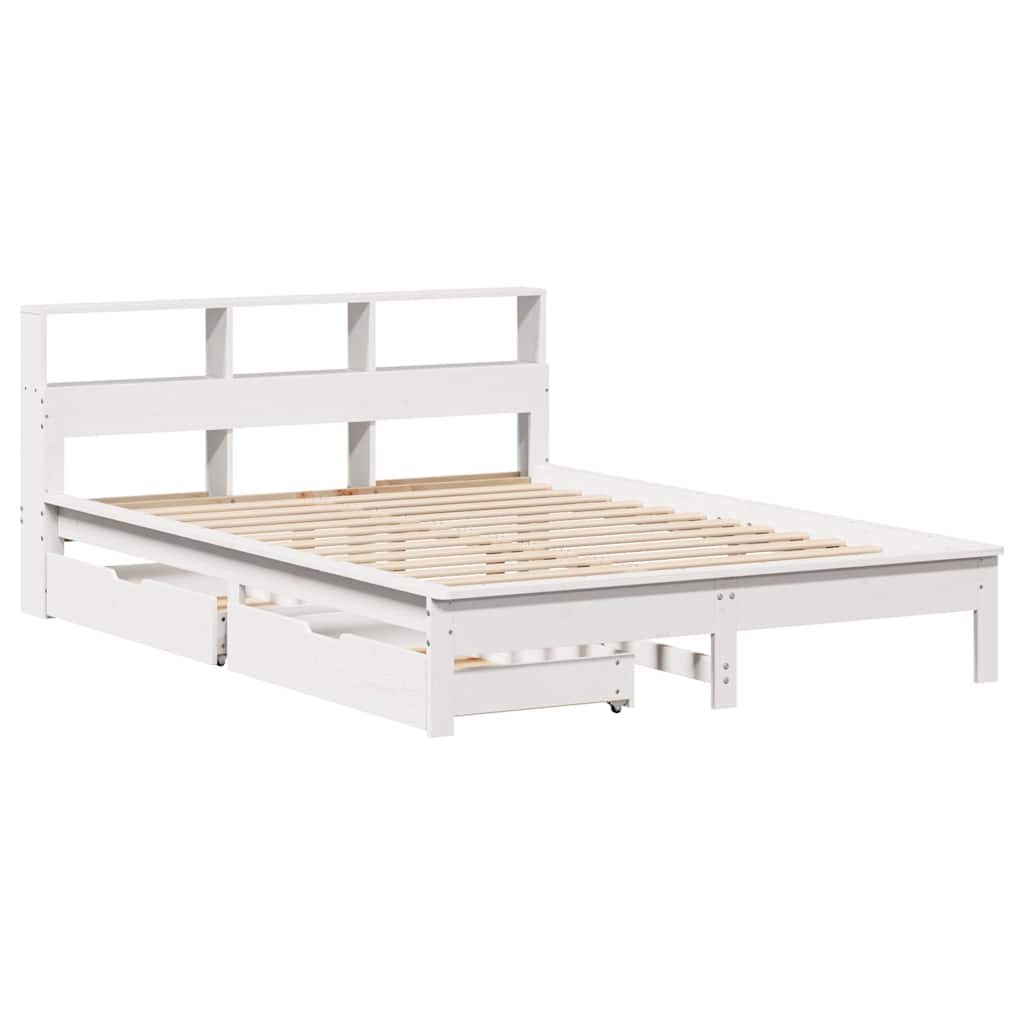 Bed met boekenkast zonder matras grenenhout wit 160x200 cm is nu te koop bij PeponiXL, paradijselijk wonen!