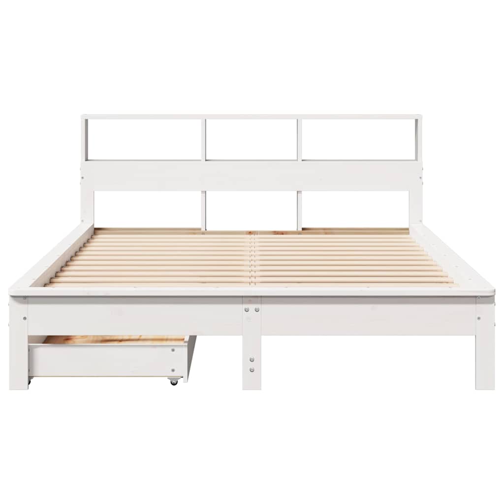 Bed met boekenkast zonder matras grenenhout wit 150x200 cm is nu te koop bij PeponiXL, paradijselijk wonen!