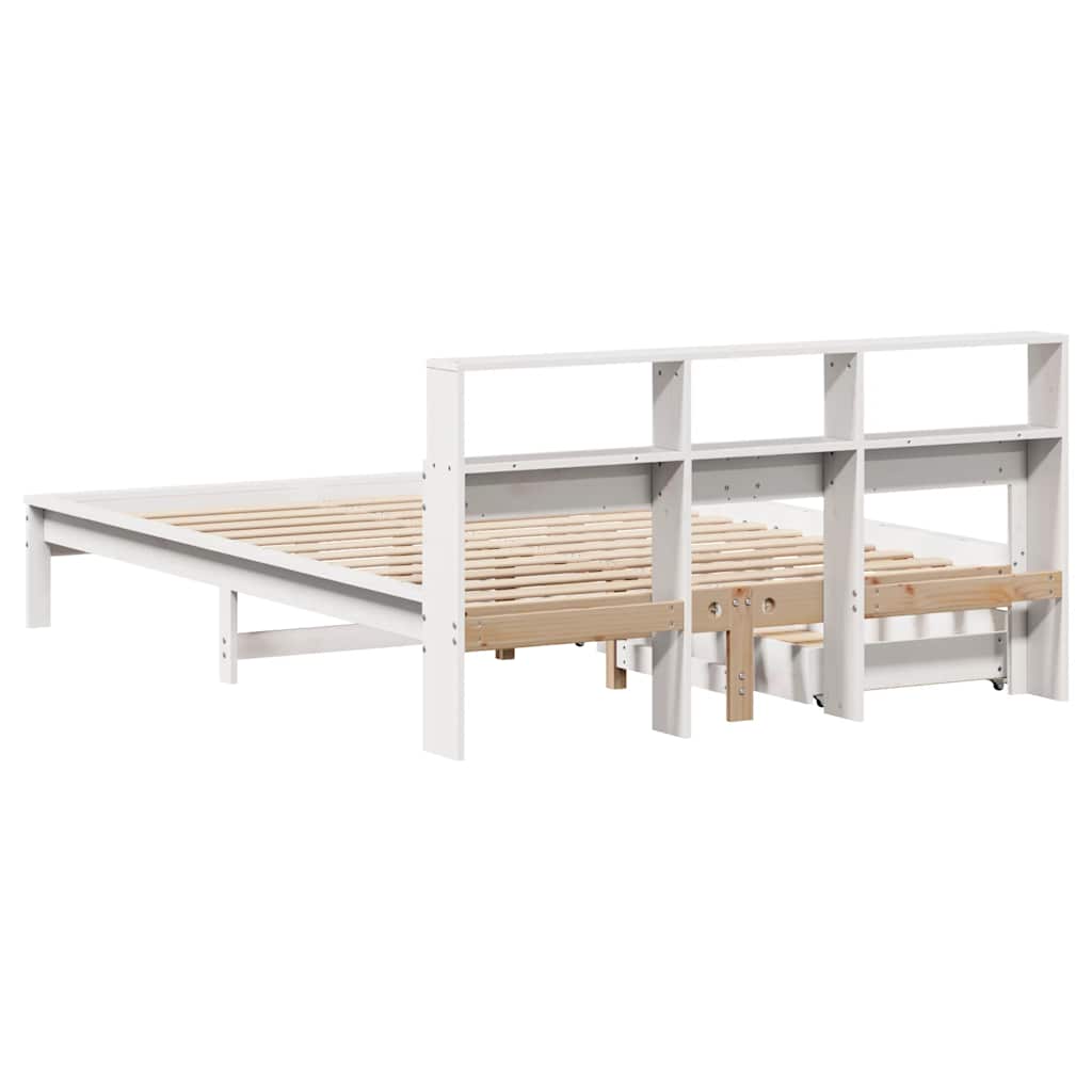 Bed met boekenkast zonder matras grenenhout wit 150x200 cm is nu te koop bij PeponiXL, paradijselijk wonen!