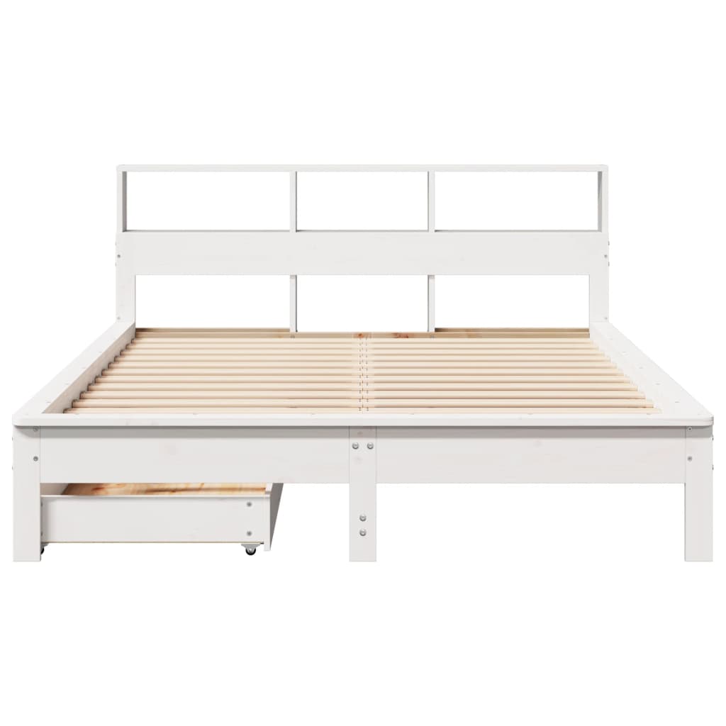 Bed met boekenkast zonder matras grenenhout wit 140x200 cm is nu te koop bij PeponiXL, paradijselijk wonen!