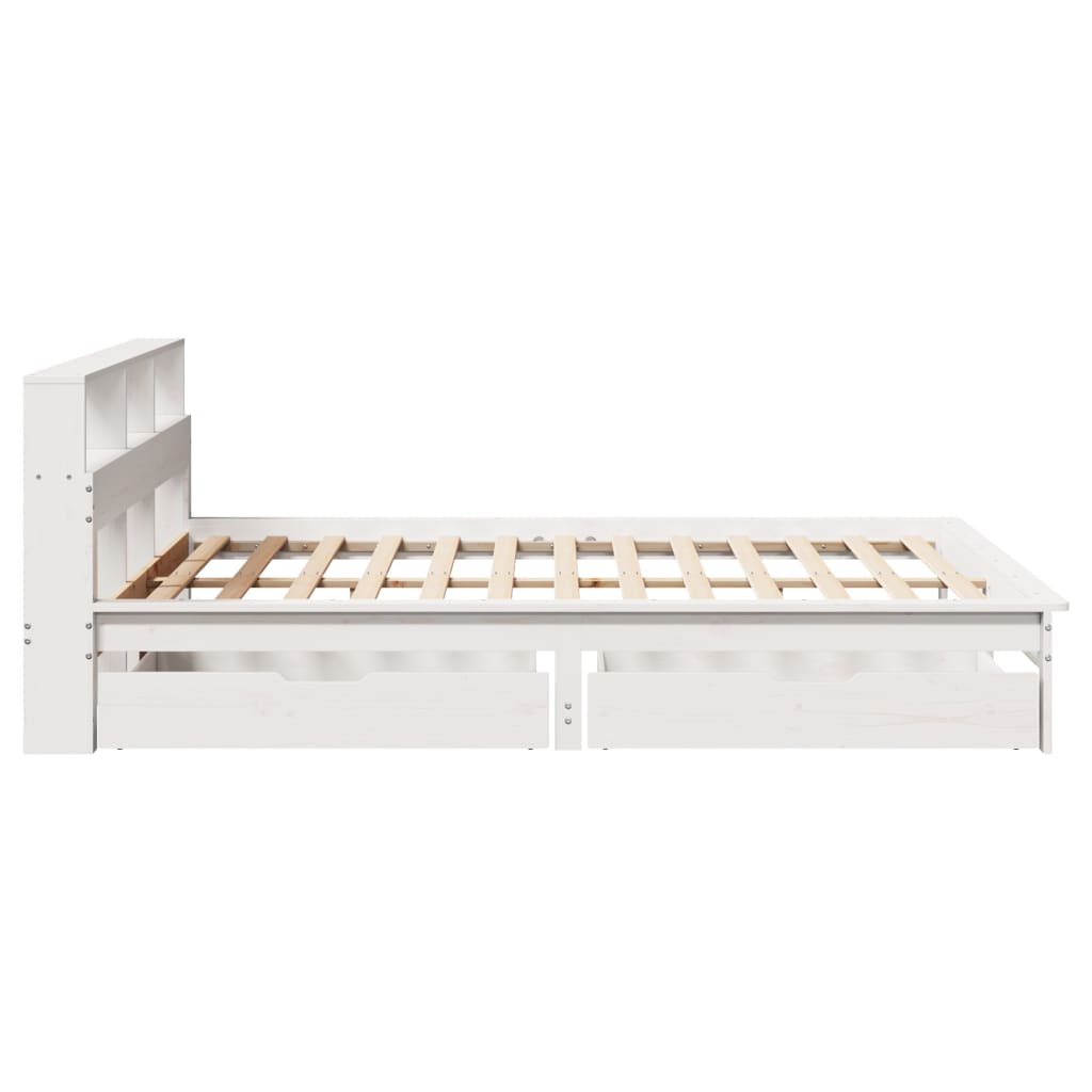 Bed met boekenkast zonder matras grenenhout wit 140x200 cm is nu te koop bij PeponiXL, paradijselijk wonen!