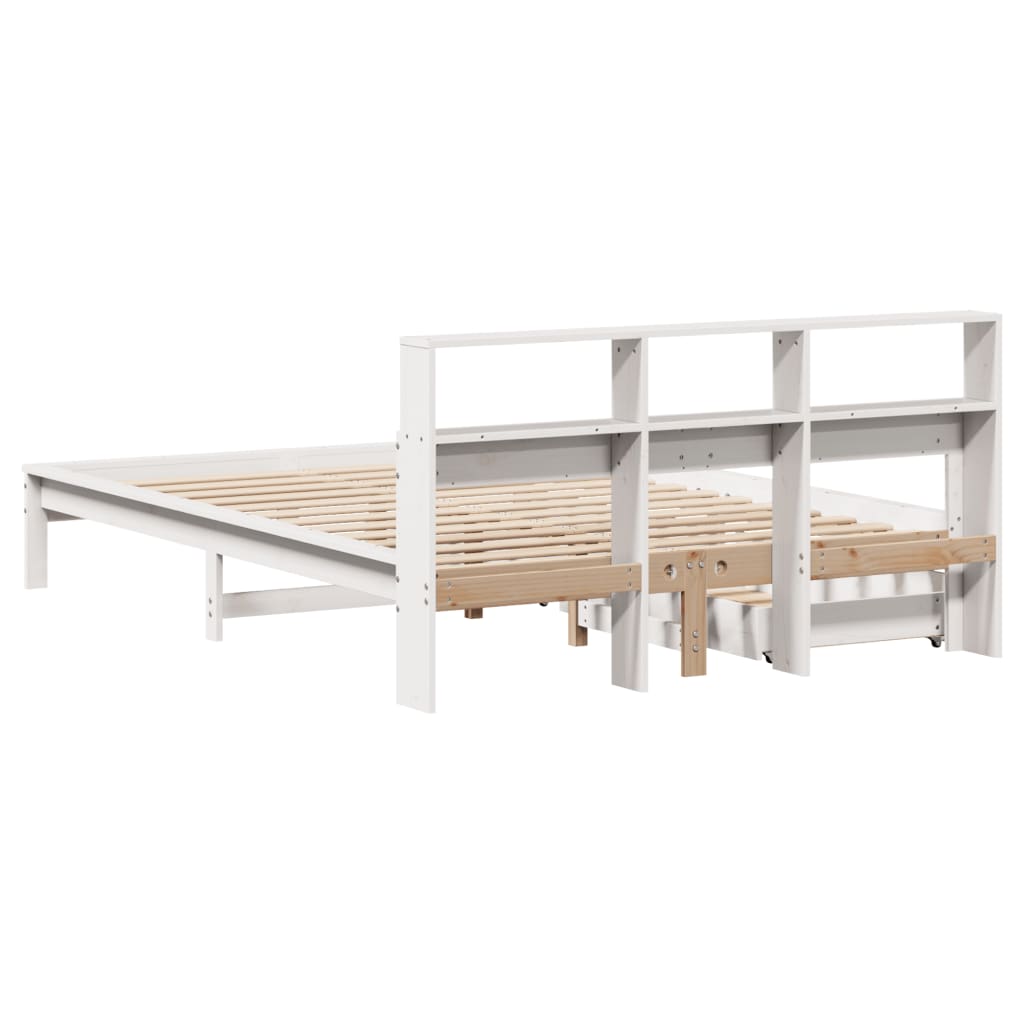 Bed met boekenkast zonder matras grenenhout wit 140x200 cm is nu te koop bij PeponiXL, paradijselijk wonen!