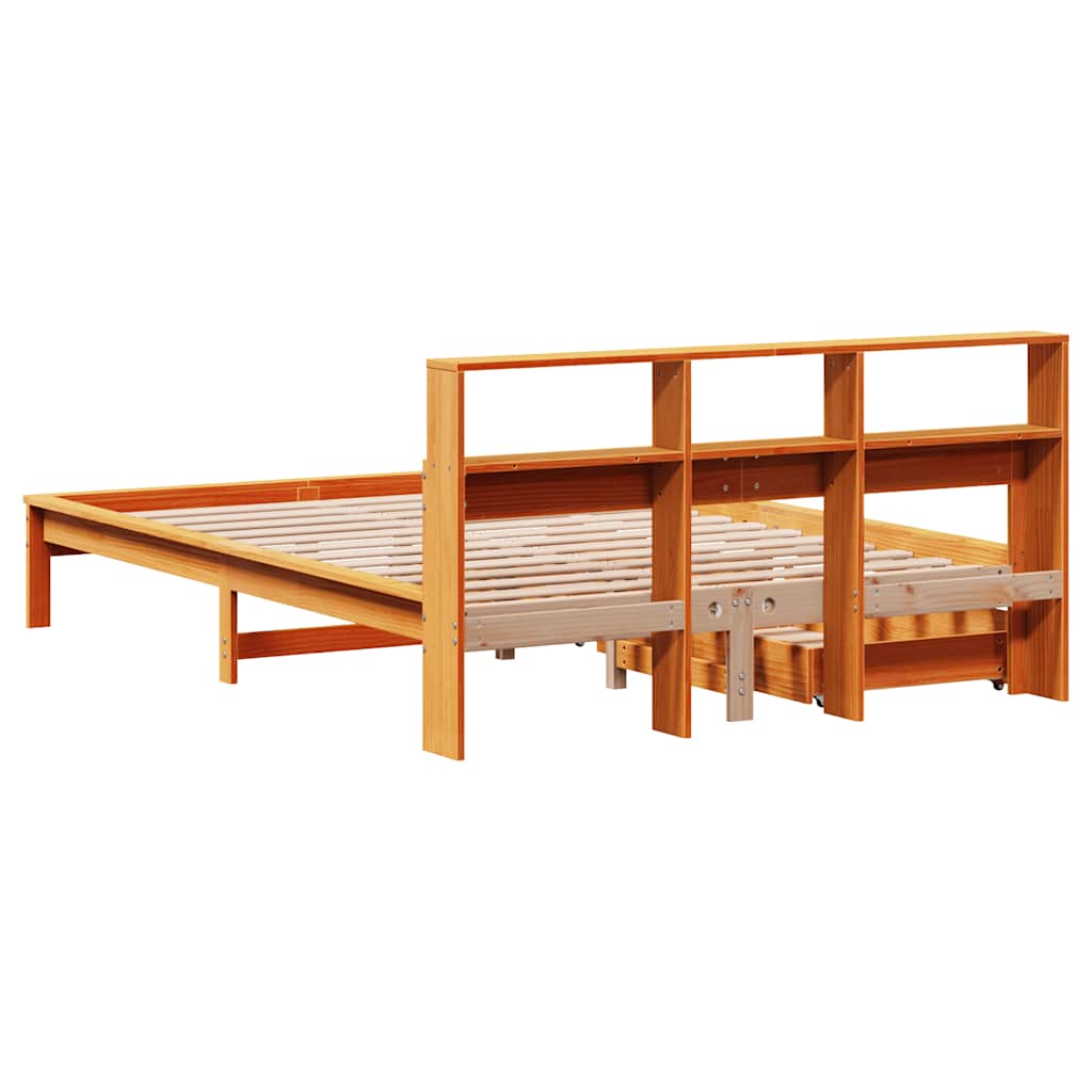 Bed met boekenkast zonder matras grenenhout wasbruin 120x200 cm is nu te koop bij PeponiXL, paradijselijk wonen!