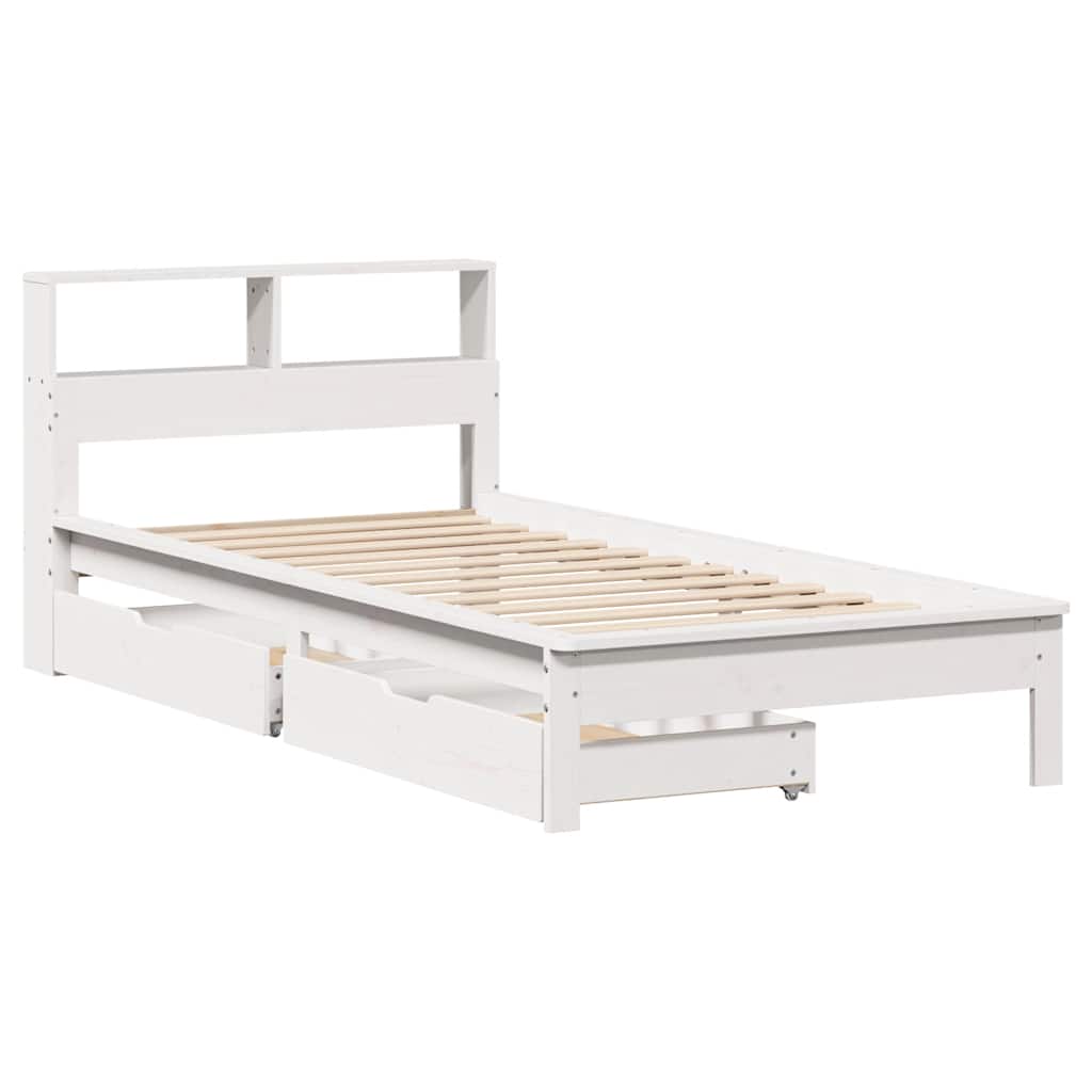 Bed met boekenkast zonder matras grenenhout wit 100x200 cm is nu te koop bij PeponiXL, paradijselijk wonen!