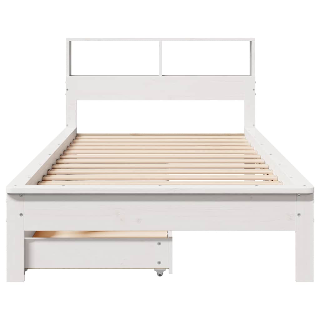 Bed met boekenkast zonder matras grenenhout wit 100x200 cm is nu te koop bij PeponiXL, paradijselijk wonen!