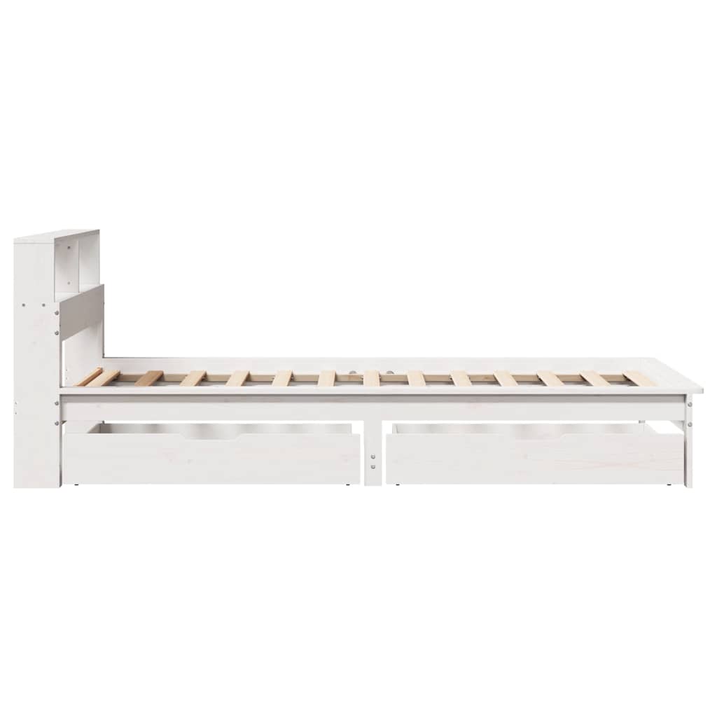 Bed met boekenkast zonder matras grenenhout wit 100x200 cm is nu te koop bij PeponiXL, paradijselijk wonen!