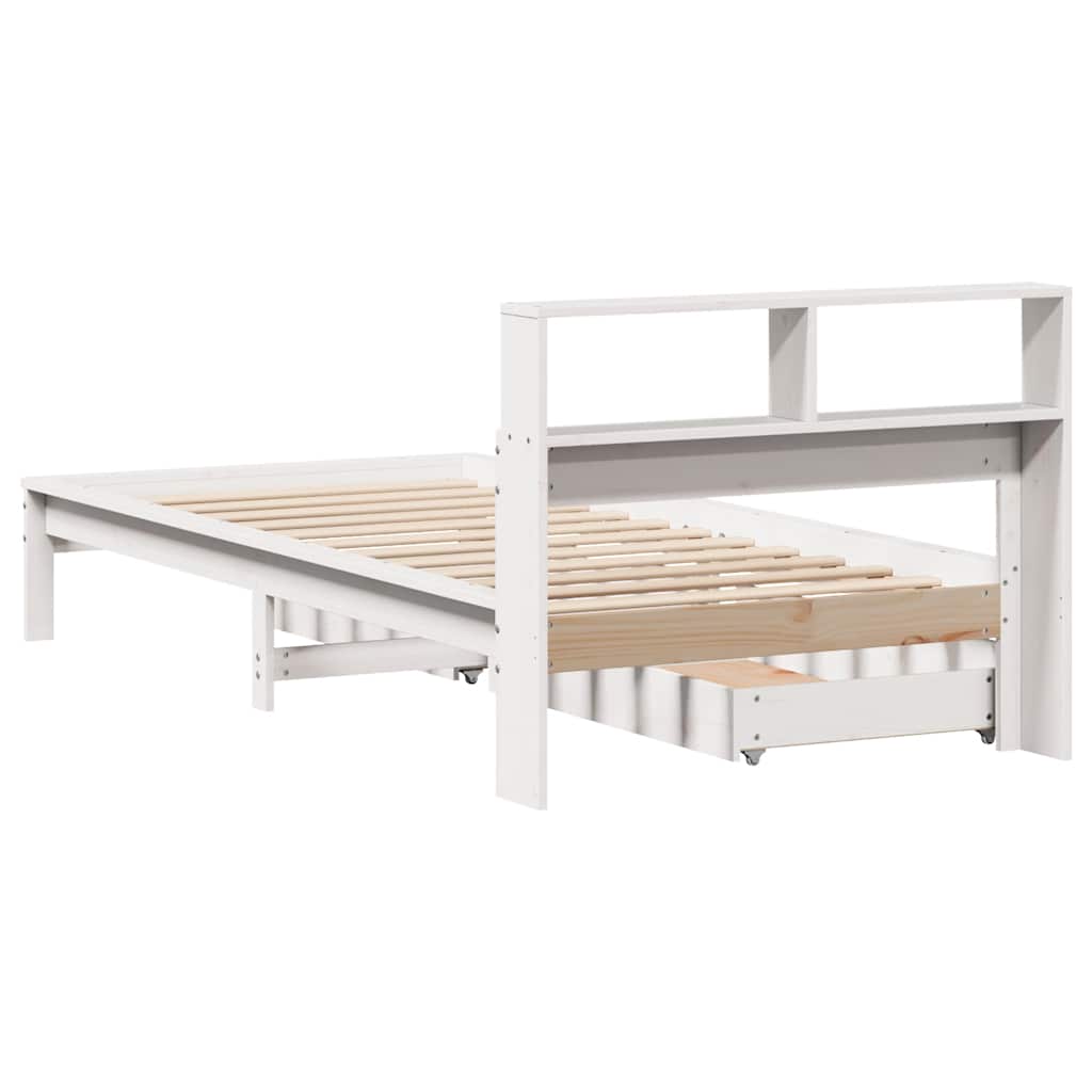 Bed met boekenkast zonder matras grenenhout wit 100x200 cm is nu te koop bij PeponiXL, paradijselijk wonen!