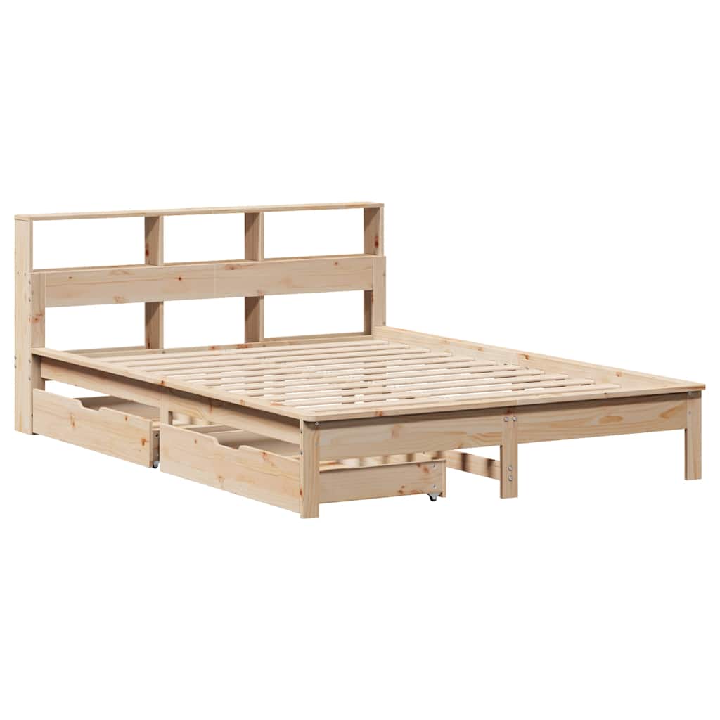 Bed met boekenkast zonder matras massief grenenhout 140x190 cm is nu te koop bij PeponiXL, paradijselijk wonen!