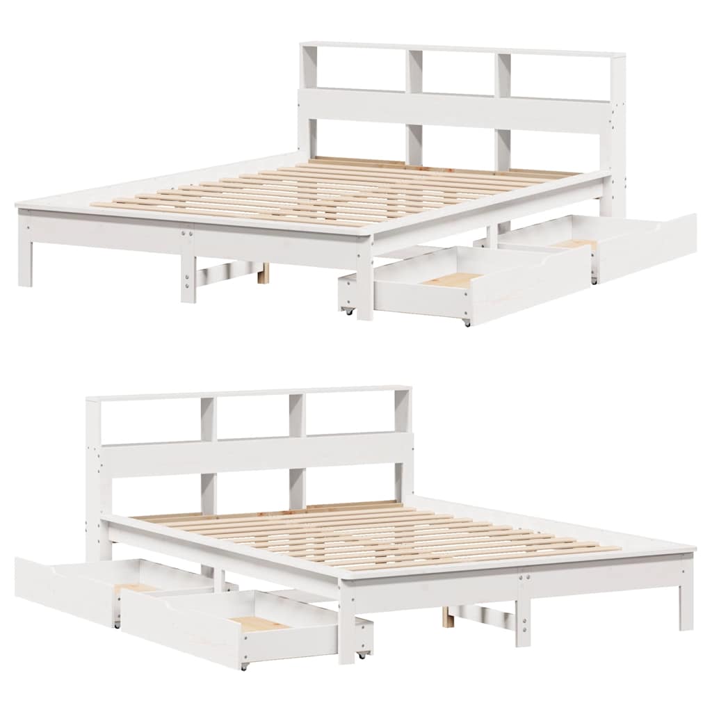 Bed met boekenkast zonder matras grenenhout wit 140x190 cm is nu te koop bij PeponiXL, paradijselijk wonen!