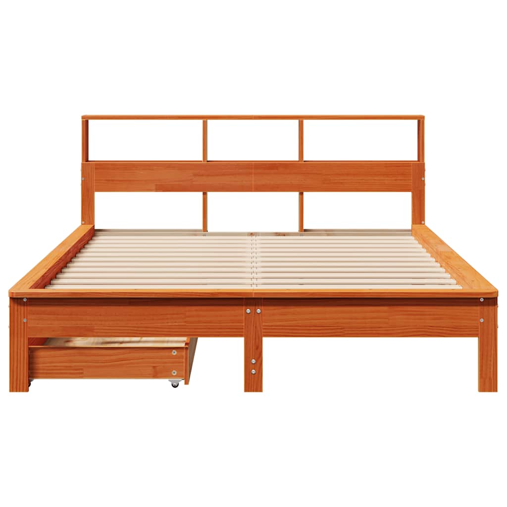 Bed met boekenkast zonder matras grenenhout wasbruin 140x190 cm is nu te koop bij PeponiXL, paradijselijk wonen!